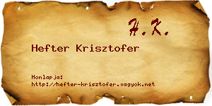 Hefter Krisztofer névjegykártya